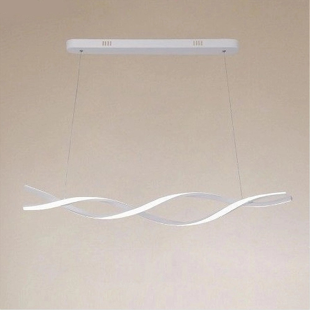Trade Shop - Lampadario Led A Sospensione 48w Bianco Spirale Ondulato Vortice Intrecciato Luce 4000k 32484 -