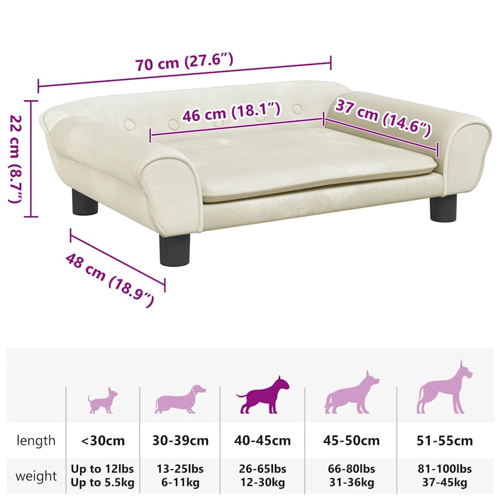 Cuccia per cani a forma di cesto comoda 70 x 48 x 22 cm velluto crema 02_0042884