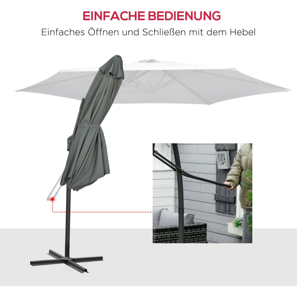 Ombrellone da Giardino ?293cm con Base a Croce ¨C zephmum ¨C Grigio Scuro Antracite