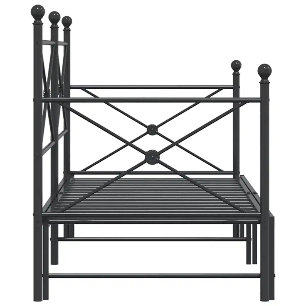 vidaXL Divano Letto Estraibile senza Materasso Nero 75x190 cm Acciaio