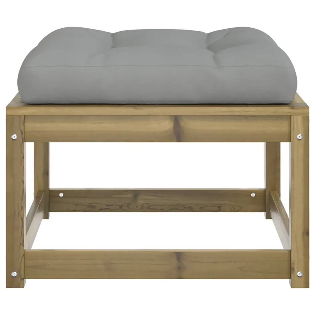 Poggiapiedi da Giardino con Cuscino in Legno Impregnato di Pino