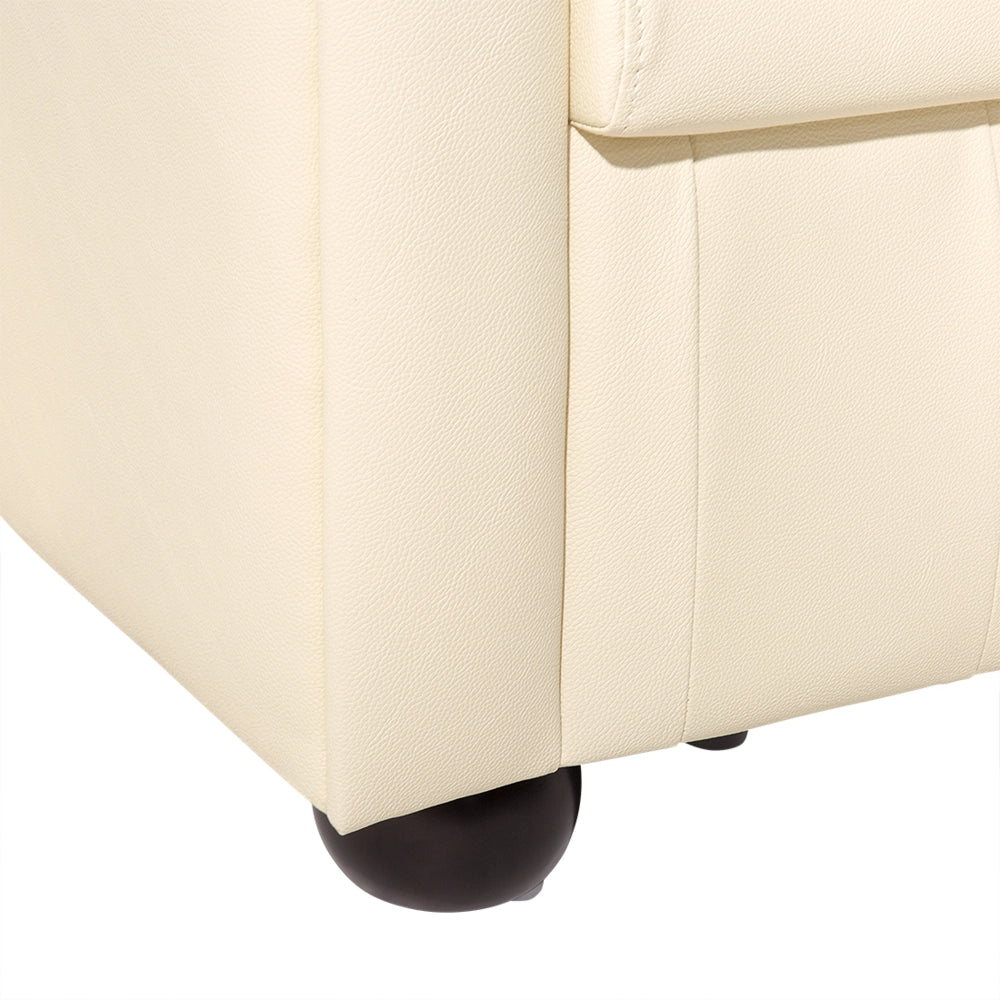 Poltrona Chesterfield Beige Vera Pelle trapuntata in stile Contemporaneo