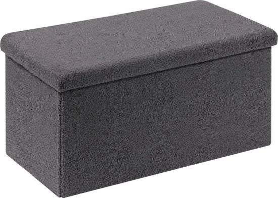 Banco con spazio di stoccaggio, banco pieghevole, sedile per piedi in velluto contenitore di stoccaggio con coperchio, grigio, 80 x 40 x 40 cm