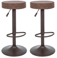 Set 2 Sgabelli Regolabile 35x35x64/85 cm Piper in Ecopelle Marrone Vintage