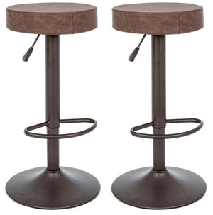 Set 2 Sgabelli Regolabile 35x35x64/85 cm Piper in Ecopelle Marrone Vintage