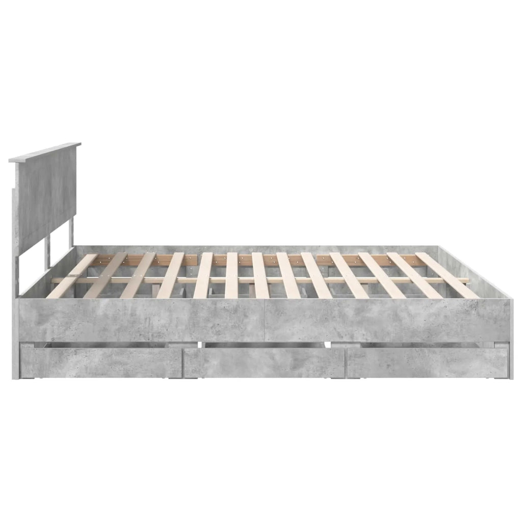 Struttura del letto con cassetto Grigio cemento 200 x 200 cm
