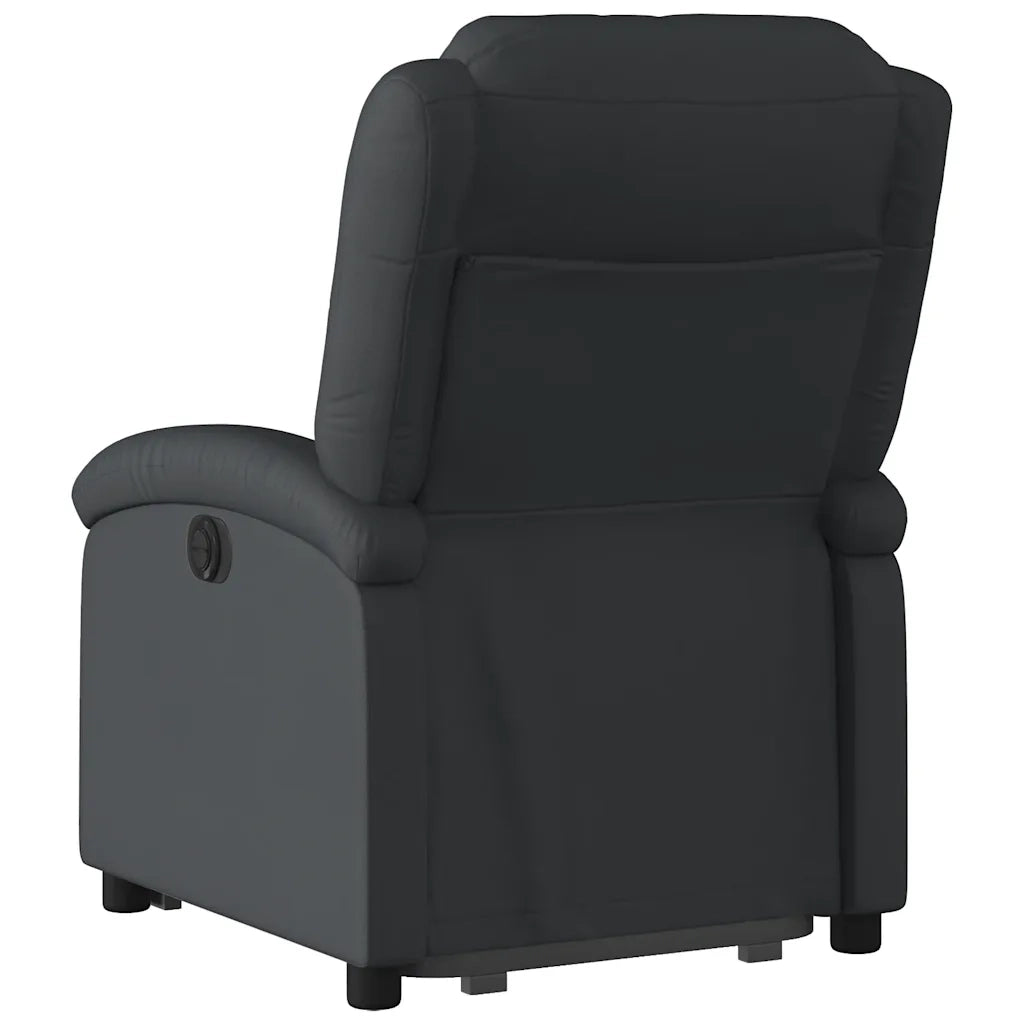 Poltrona Alzapersona Reclinabile Elettrica Nera in Vera Pelle 3204270