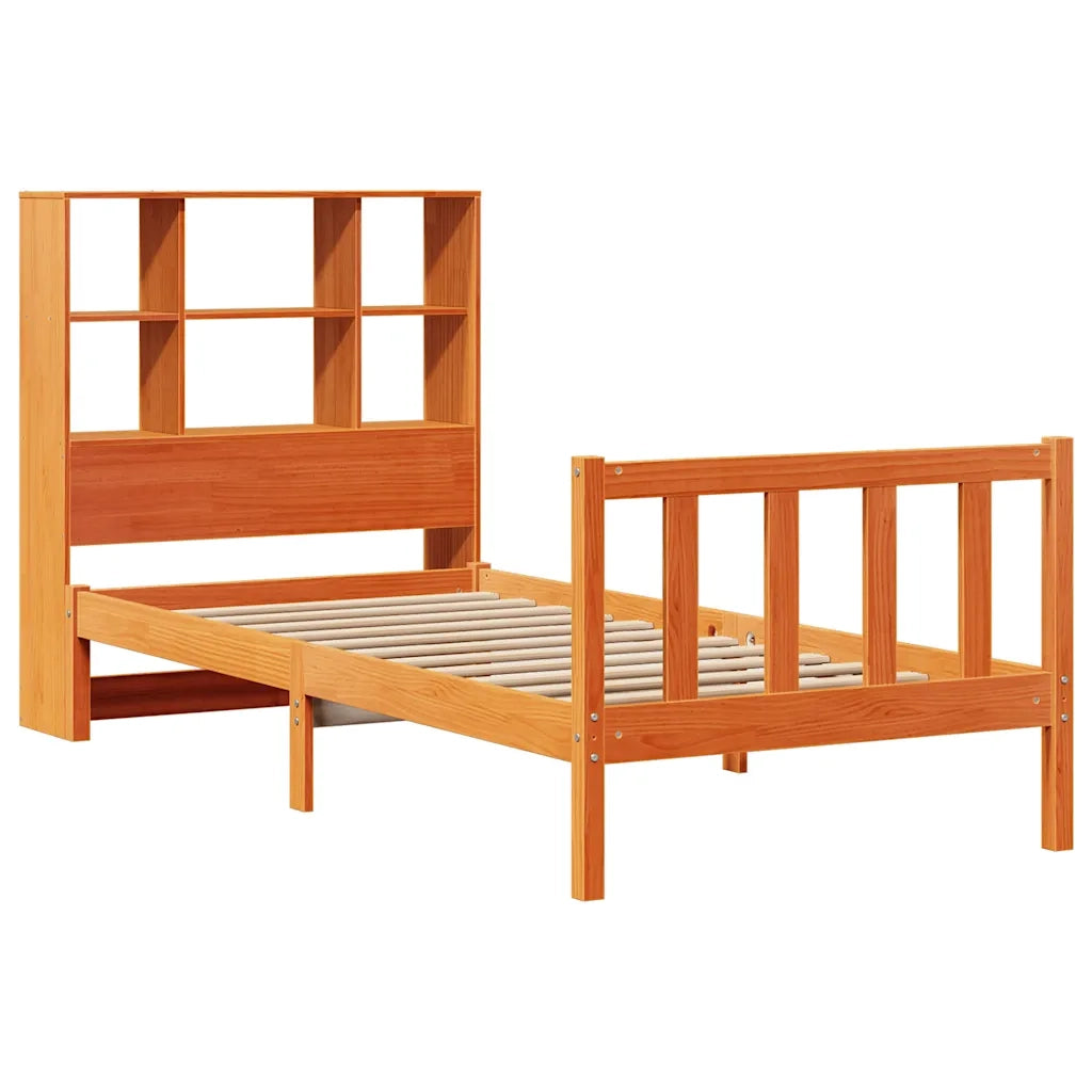 Letto Libreria senza Materasso Marrone Cera 75x190 cm in Pino 3321714