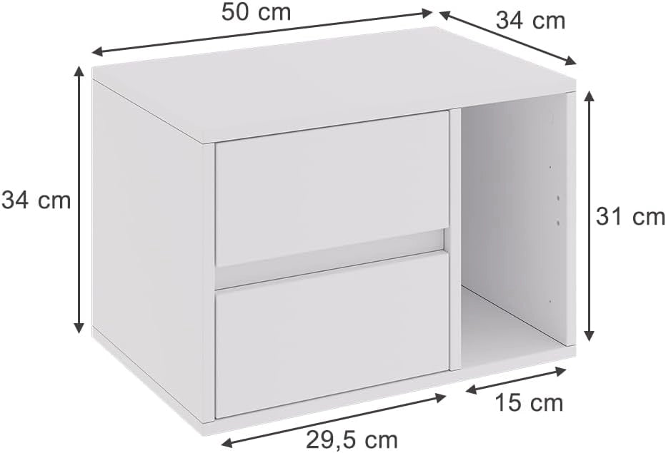 Comodino Vimogo, Bianco, Set di 2
