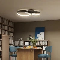 Plafoniera LED Moderna a 3 Anelli con Temperatura Colore Regolabile, Potenza 40W, Nero