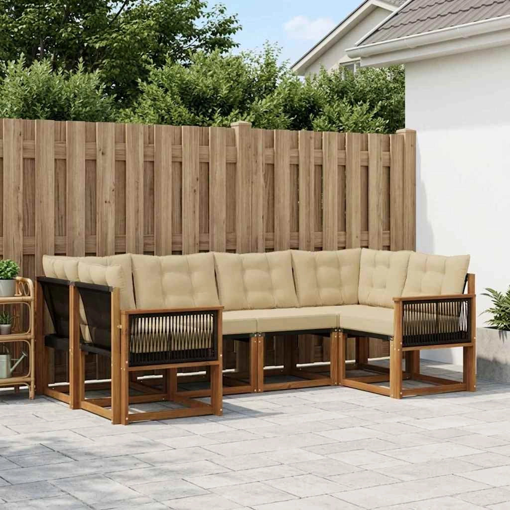 Set di divani da esterno 6 pz Naturale e Beige 3382177