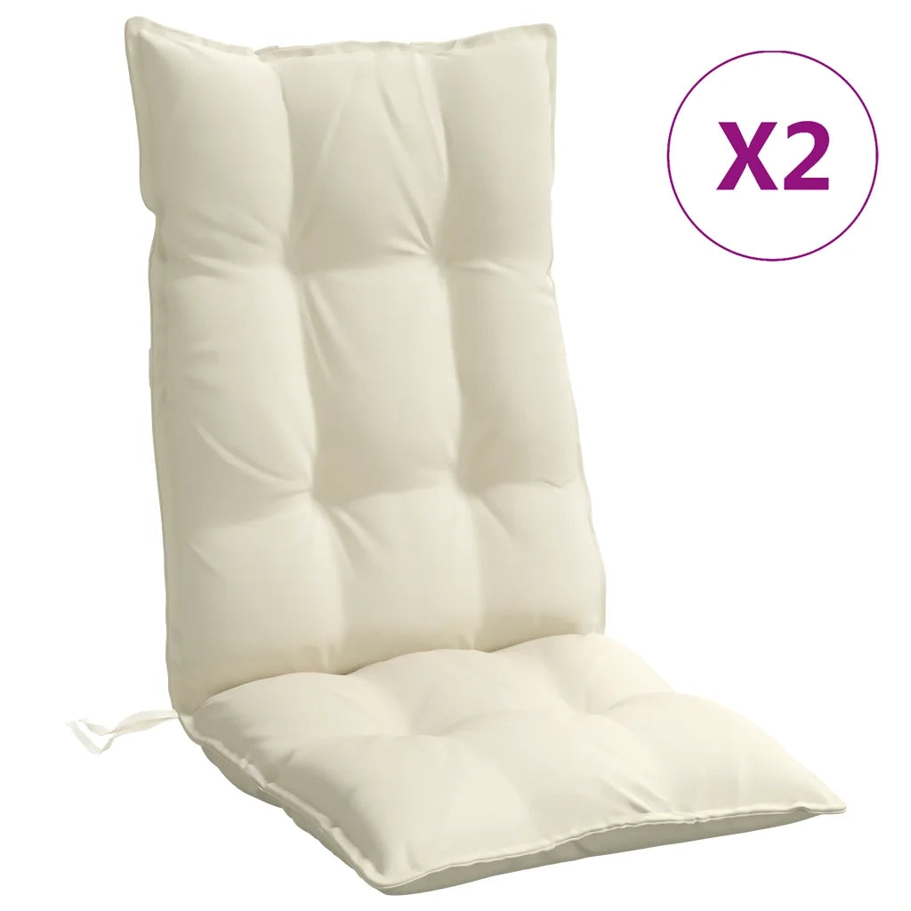 Cuscini per Sedia con Schienale Alto 2 pz | Cuscini per sedie Crema Tessuto Oxford