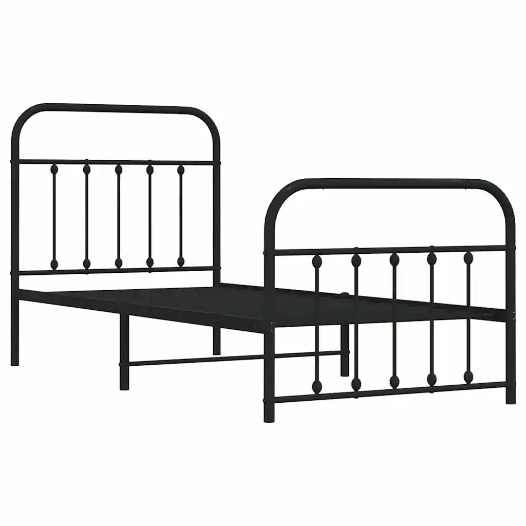 Giroletto con Testiera e Pediera-Struttura Letto Metallo Nero 90x190 cm 415564