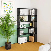 Cassettiere a muro angolare L, display in legno massello a pavimento con pannello antiurto, vetrina per libri con 2 ante scorrevoli.