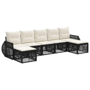 Set Divano da Giardino 7 pcs Nero e Bianco Crema polyrattan 3435502