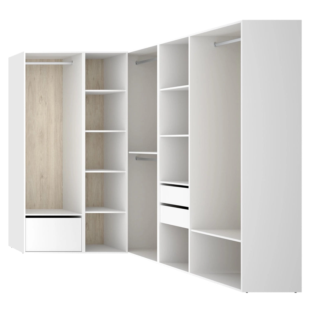 Armadio Camera da Letto Atwood, Guardaroba Grande Modulabile, 186x205h cm Bianco