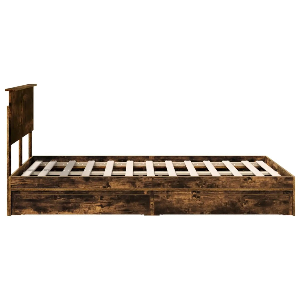 Letto con Contenitore con testiera Rovere fumé 135 x 190 cm 3408470