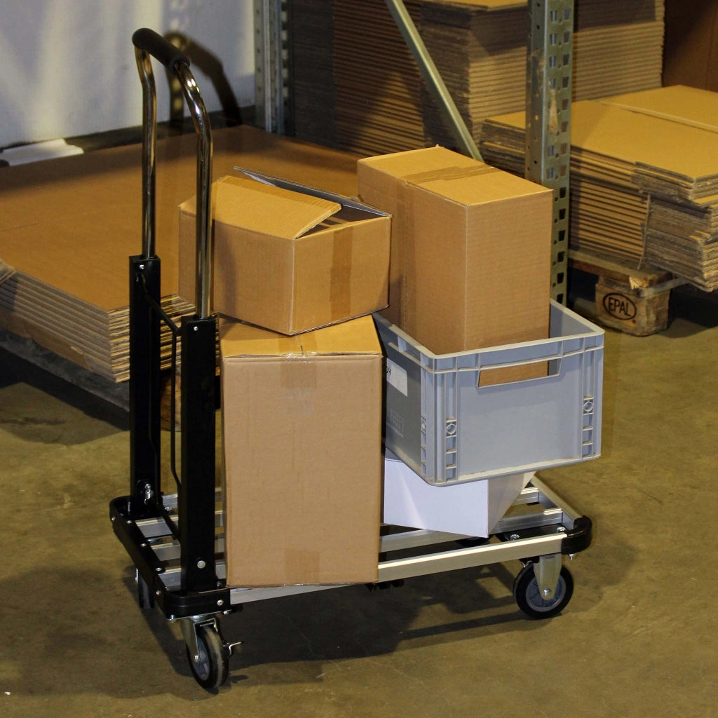 Carrello da trasporto pieghevole max 150kg, allungabile, con freno