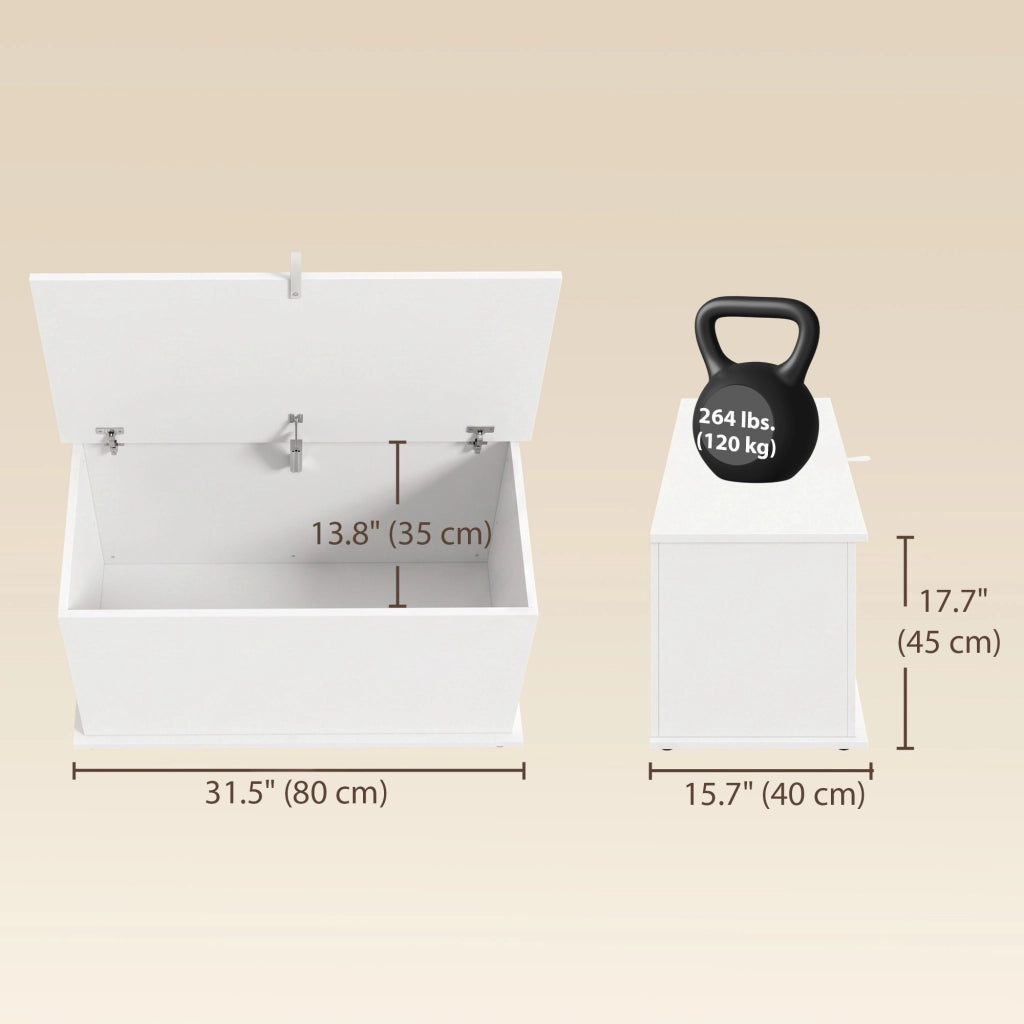 Baule Contenitore 102 L e Panca Multiuso 80x40x45 cm Bianco Legno