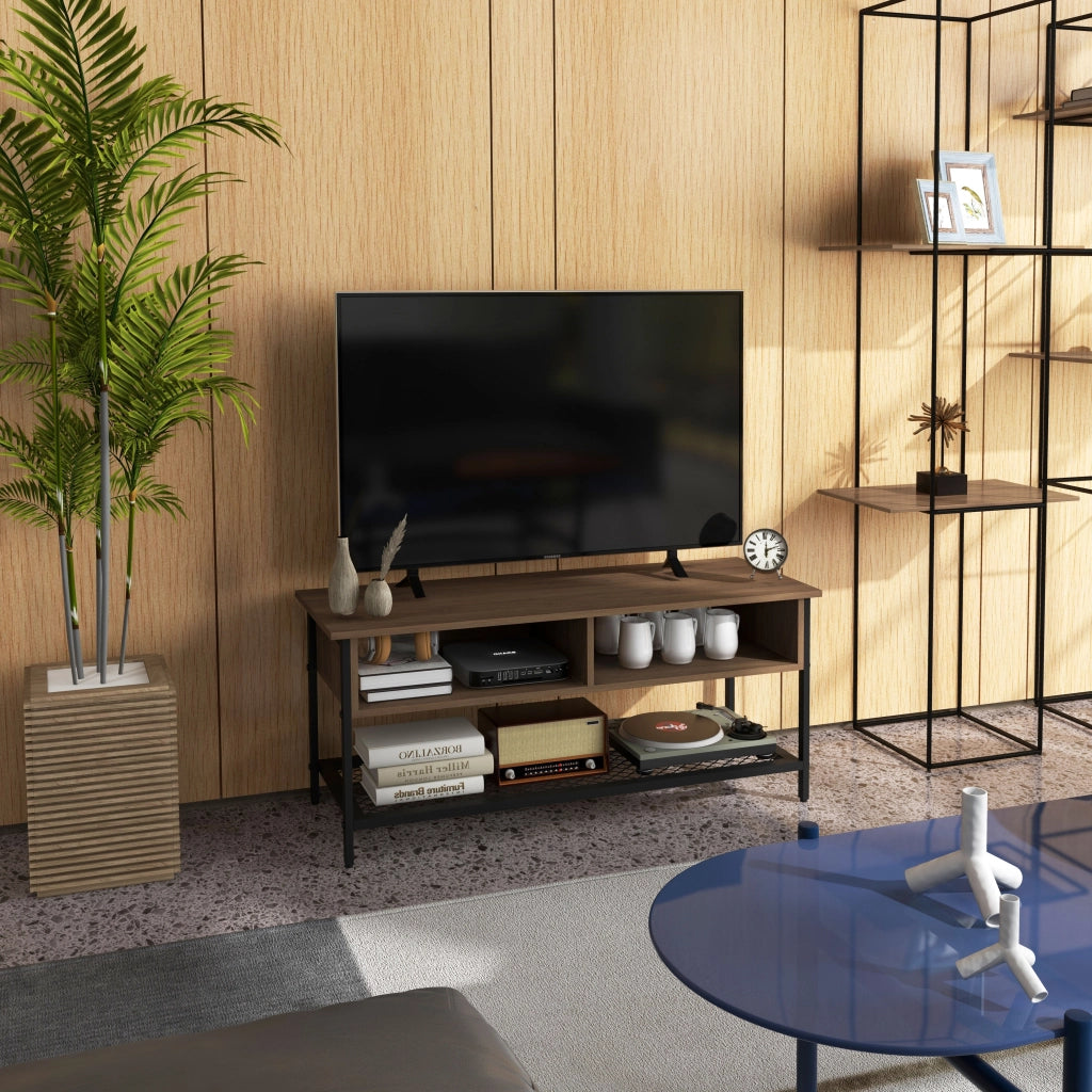 Mobile Porta TV Industriale ¨C Zephmum ¨C Legno e Acciaio Marrone Nero 110x40x48