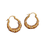 Orecchini a cerchio minimalisti in metallo con strass, in stile retr¨° francese.