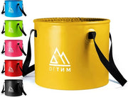Colapso Emmer e Ciotola - Ideale per Camping - 15L o 20L - Giallo - Tarpaulino Robusto