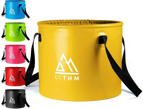 Colapso Emmer e Ciotola - Ideale per Camping - 15L o 20L - Giallo - Tarpaulino Robusto