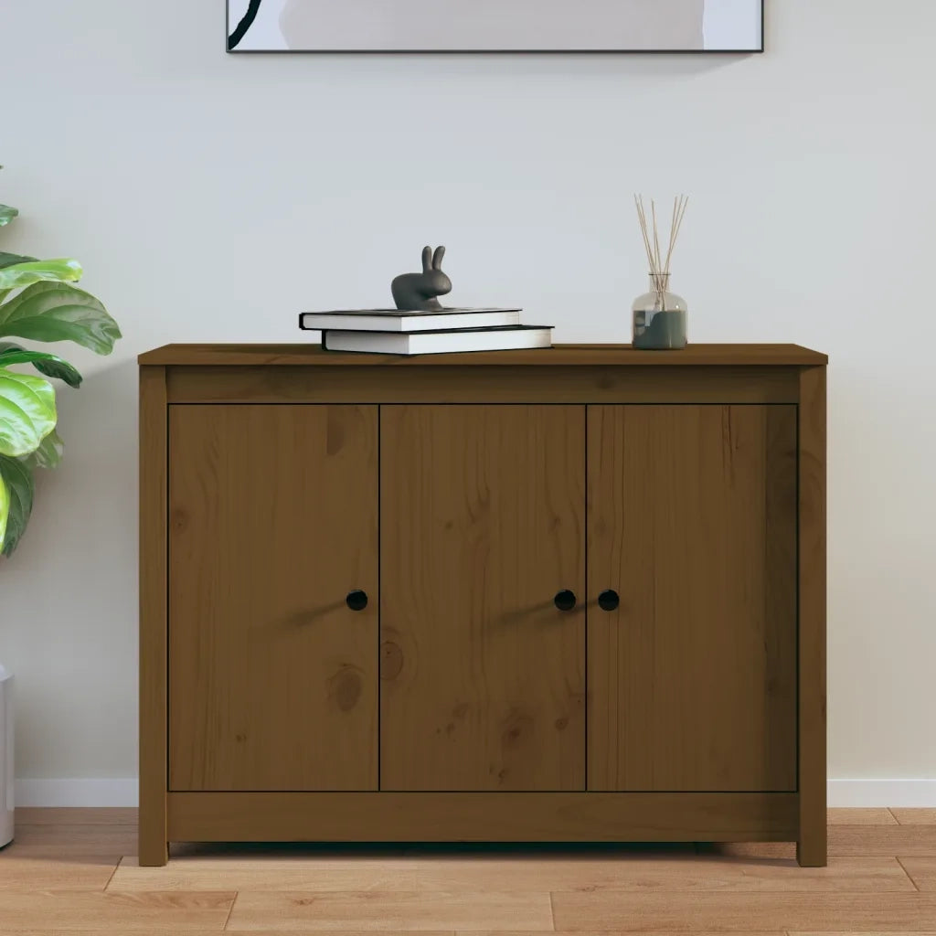 Credenza-Buffet-Armadio da cucina ambra 100x35x74 cm in Legno Massello di Pino