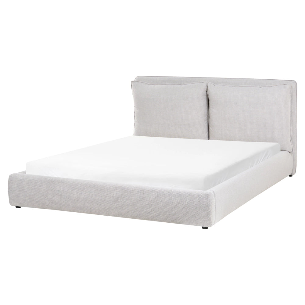Letto matrimoniale bouclè grigio chiaro con testiera imbottita 160 x 200 cm camera da letto moderna