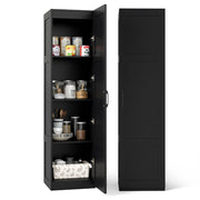 Mobile da terra indipendente a 4 ripiani con porta-Credenza stretta per sala da pranzo e cucina e soggiorno e bagno Nero
