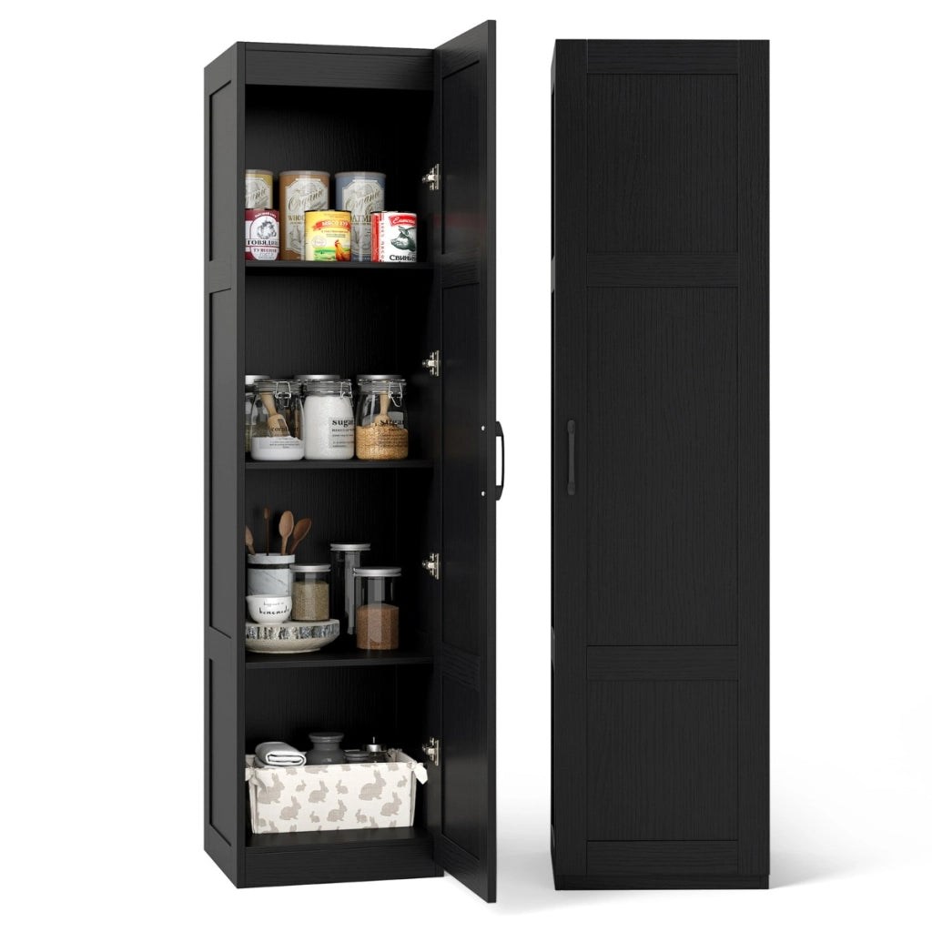 Mobile da terra indipendente a 4 ripiani con porta-Credenza stretta per sala da pranzo e cucina e soggiorno e bagno Nero