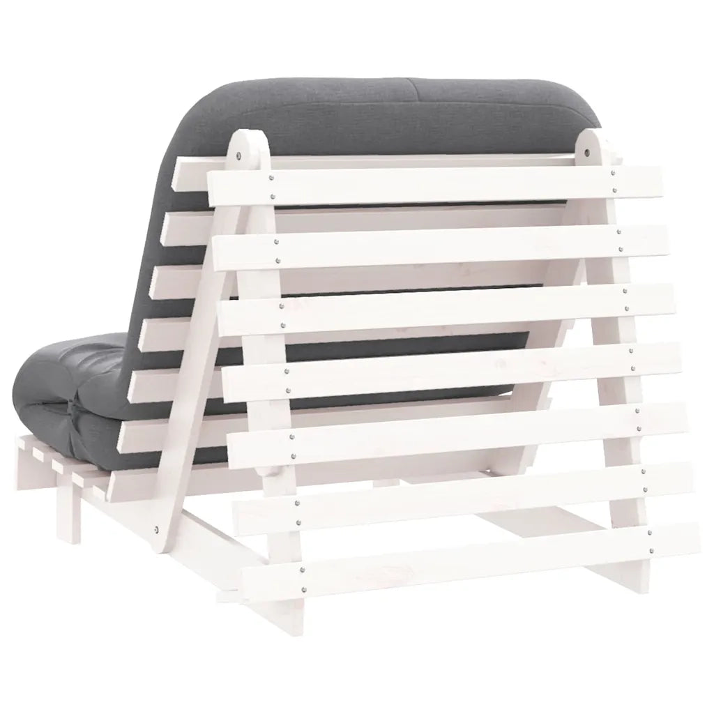Divano Letto Futon con Materasso Bianco 80x206x11cm Legno Pino