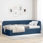 Cornice del letto ad angolo Blu 100 x 200 cm Tessuto
