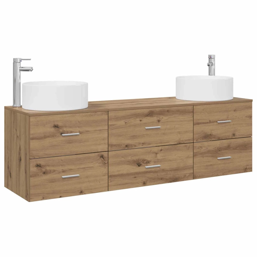 Set di mobili per il bagno 3 pz Rovere Artigianale 3405946