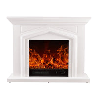 Camino Elettrico da Pavimento 80x100x30 cm Effetto Fiamma 1500W Marco Bianco