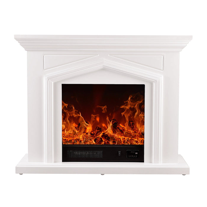 Camino Elettrico da Pavimento 80x100x30 cm Effetto Fiamma 1500W Marco Bianco