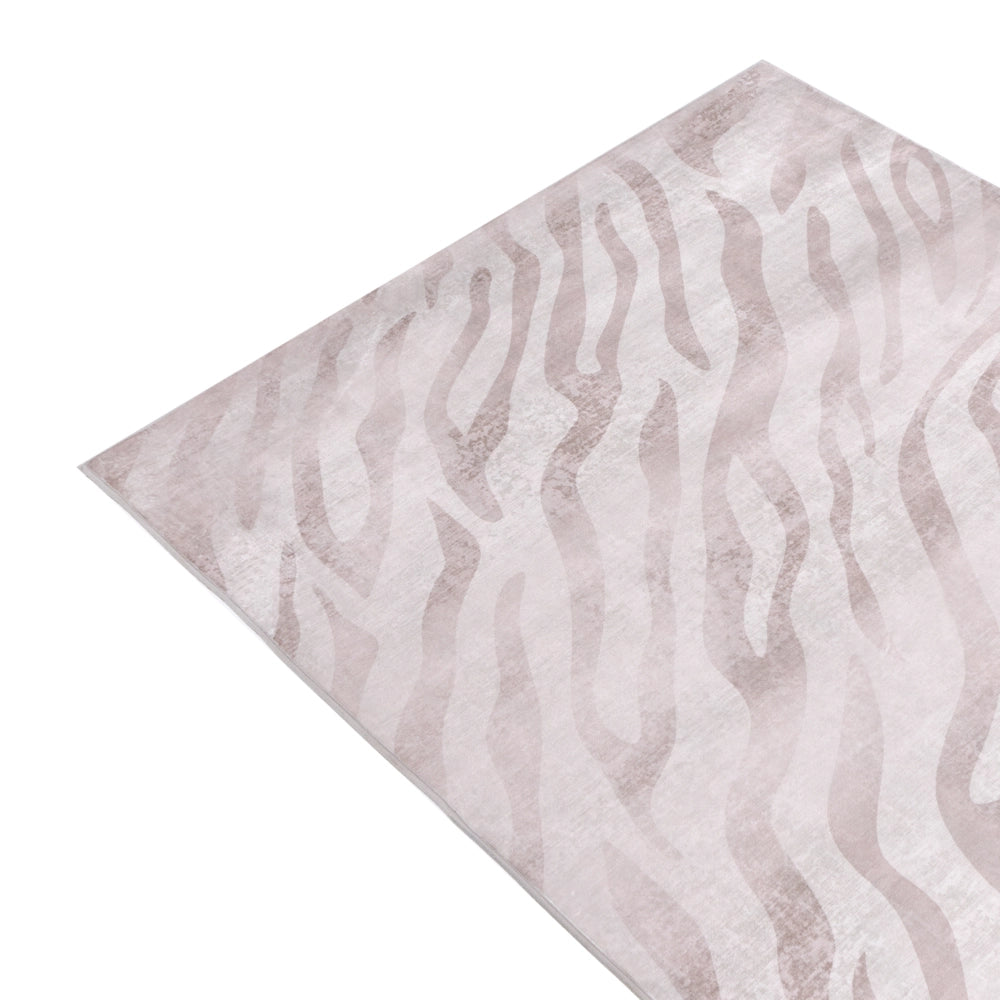 Tappeto tessuto beige 160 x 230 cm Moderno motivo zebrato Soggiorno Camera da letto Per riscaldamento a pavimento Fondo antiscivolo