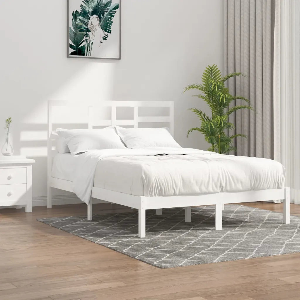 Giroletto-Struttura Letto Bianco in Legno Massello 140x200 cm 885935