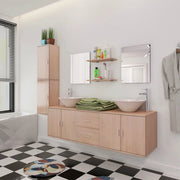 Set Mobili da Bagno con Lavabo 9 pz Beige 272230