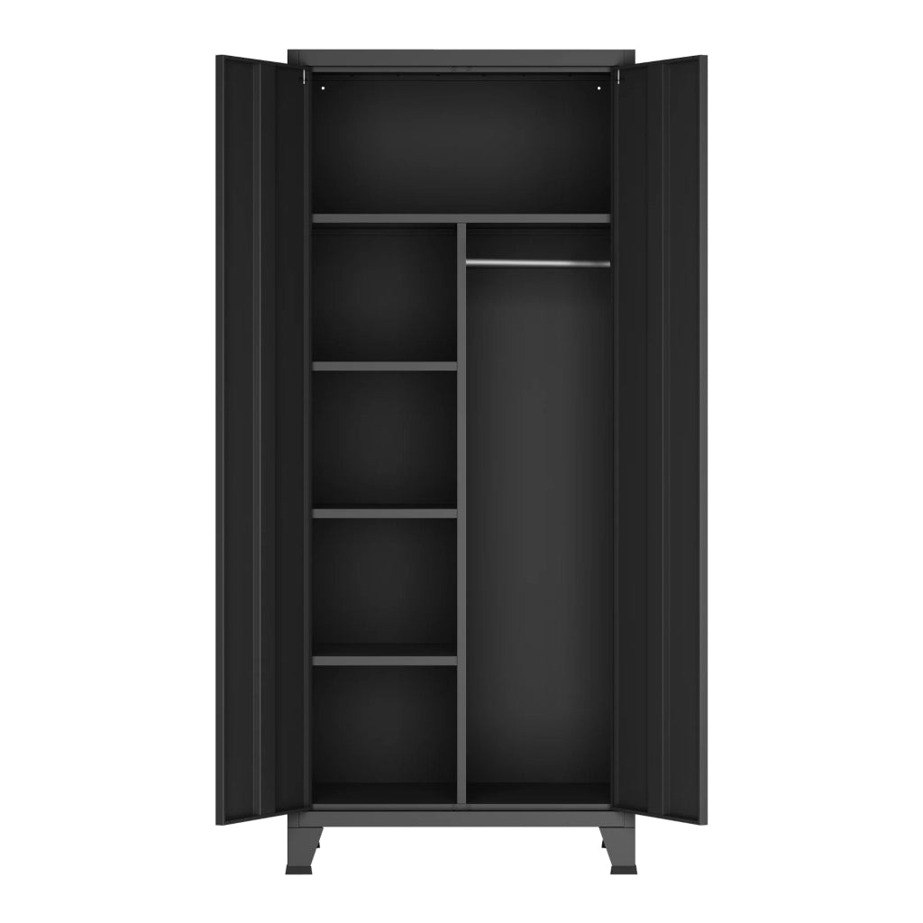 Mobiletto/scaffale per camera da letto in acciaio nero 180 x 90 x 40 cm 03_0008873