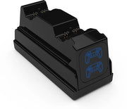 Stazione di ricarica per PS5, nera, stazione di ricarica per controller PS5, stazione di ricarica doppia con contatti, base di ricarica per controller con schermo LED