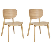 Set di 2 sedie da pranzo con struttura e gambe in legno di gomma chiaro stile minimalista