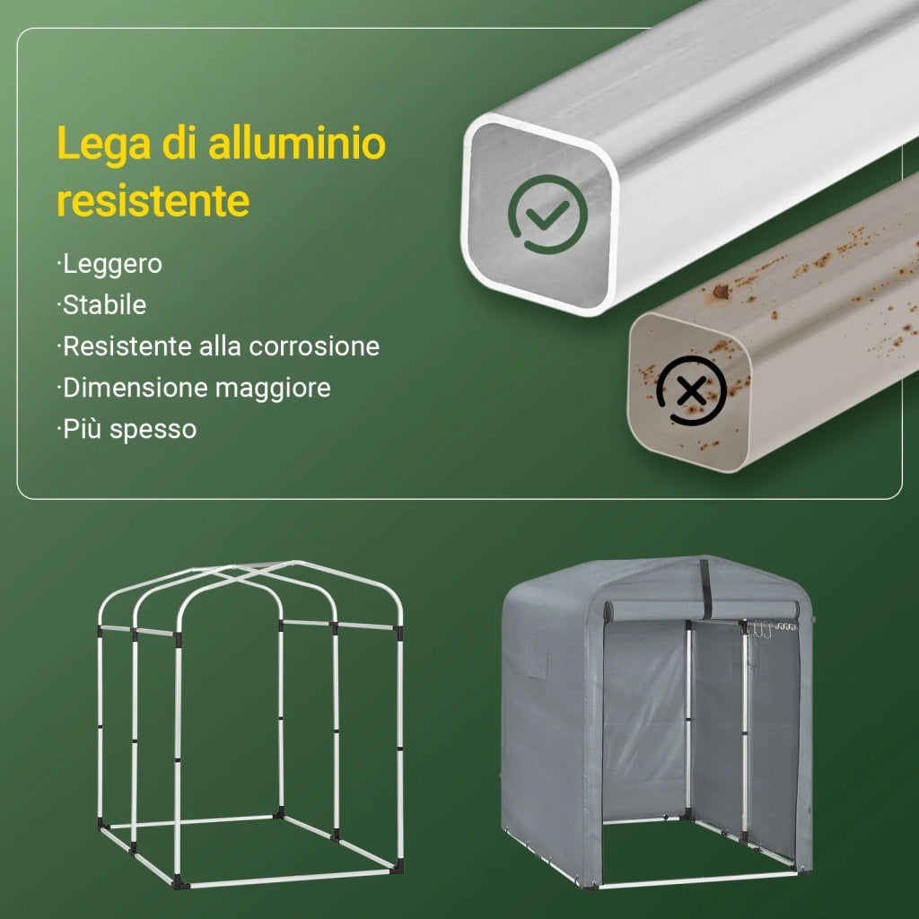 Sobuy Garage Auto per Esterno Tenda per Bicicletta Box Moto Impermeabile Tendone per Auto Moto e Attrezzi Capanno da Giardino e Ripostiglio da Esterno Grigio 120x176x163 cm KLS11-DG