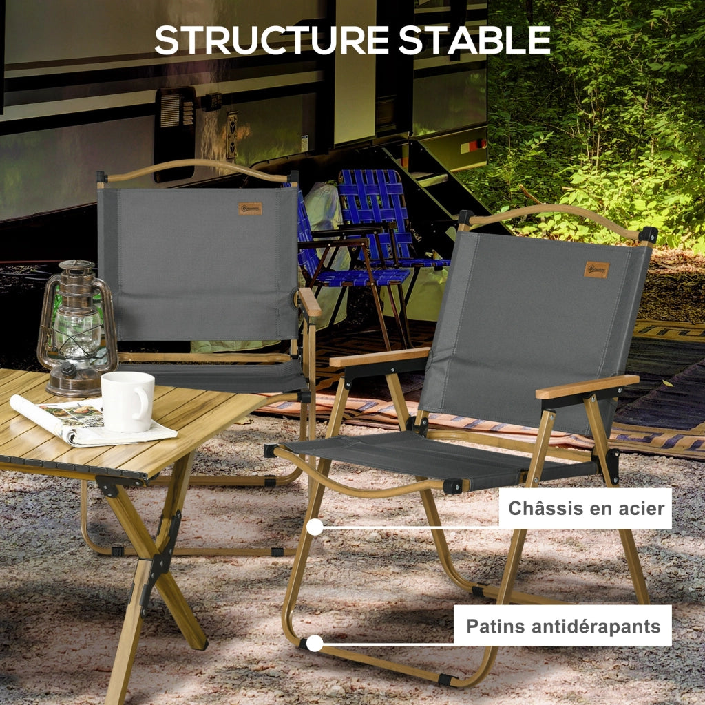 Sedia da camping pieghevole ¨C zephmum ¨C grigio scuro tessuto Oxford struttura acciaio 54x59x78 cm