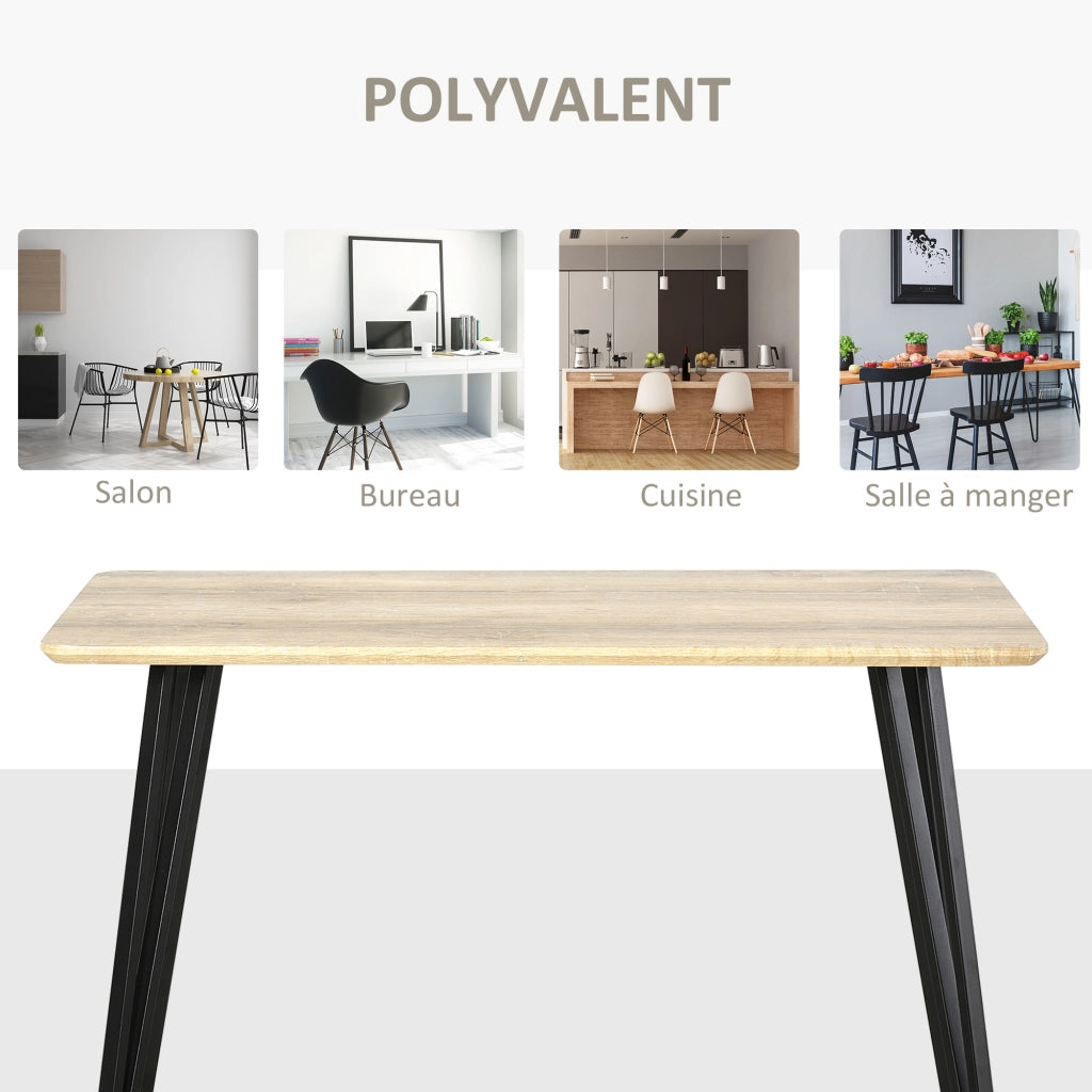 Tavolo da pranzo design industriale ¨C zephmum ¨C MDF effetto quercia chiaro, gambe metallo nero, 120x60x75 cm