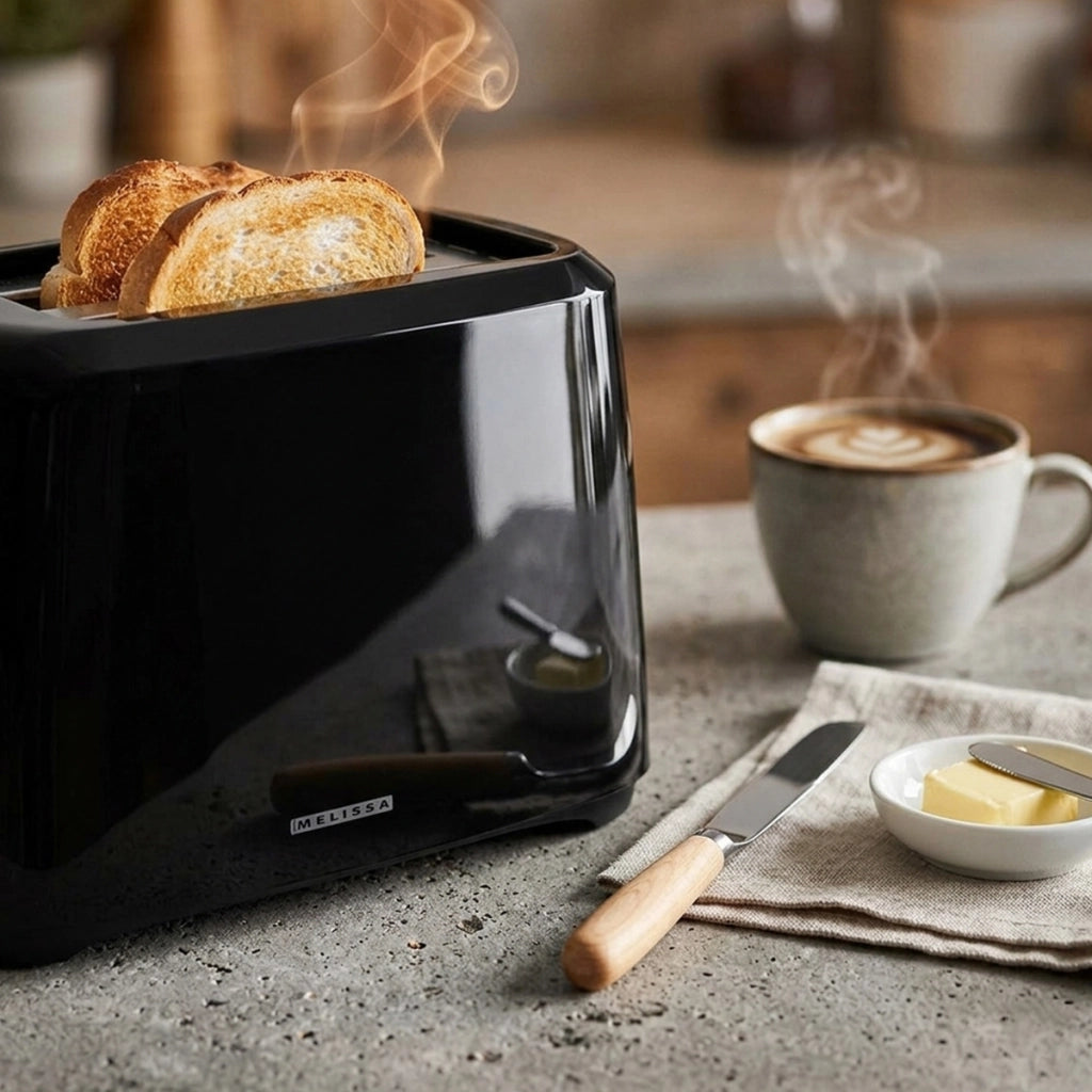 Tostapane 2 Fessure 700W 6 Livelli di Doratura e Vassoio Raccoglibriciole Rimovibile Nero MELISSA