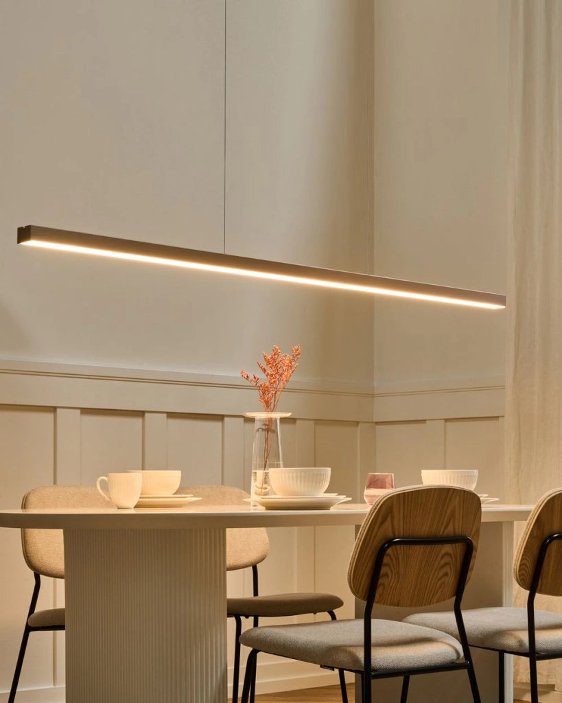 Lampada a sospensione lineare a LED in metallo rame 180 cm stile industriale forma minimalista