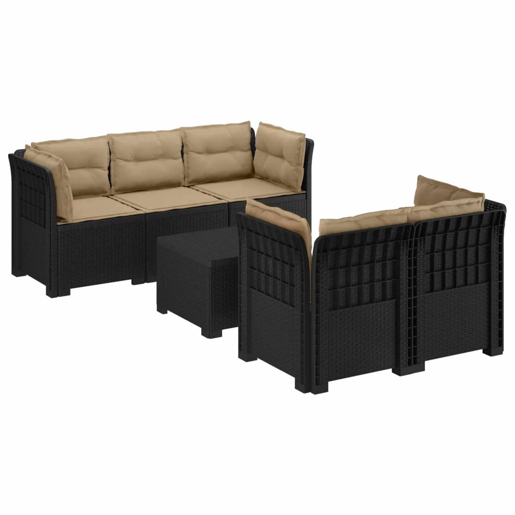 Divano da Giardino 5 Posti con Cuscini Stile Rattan PP 3443908