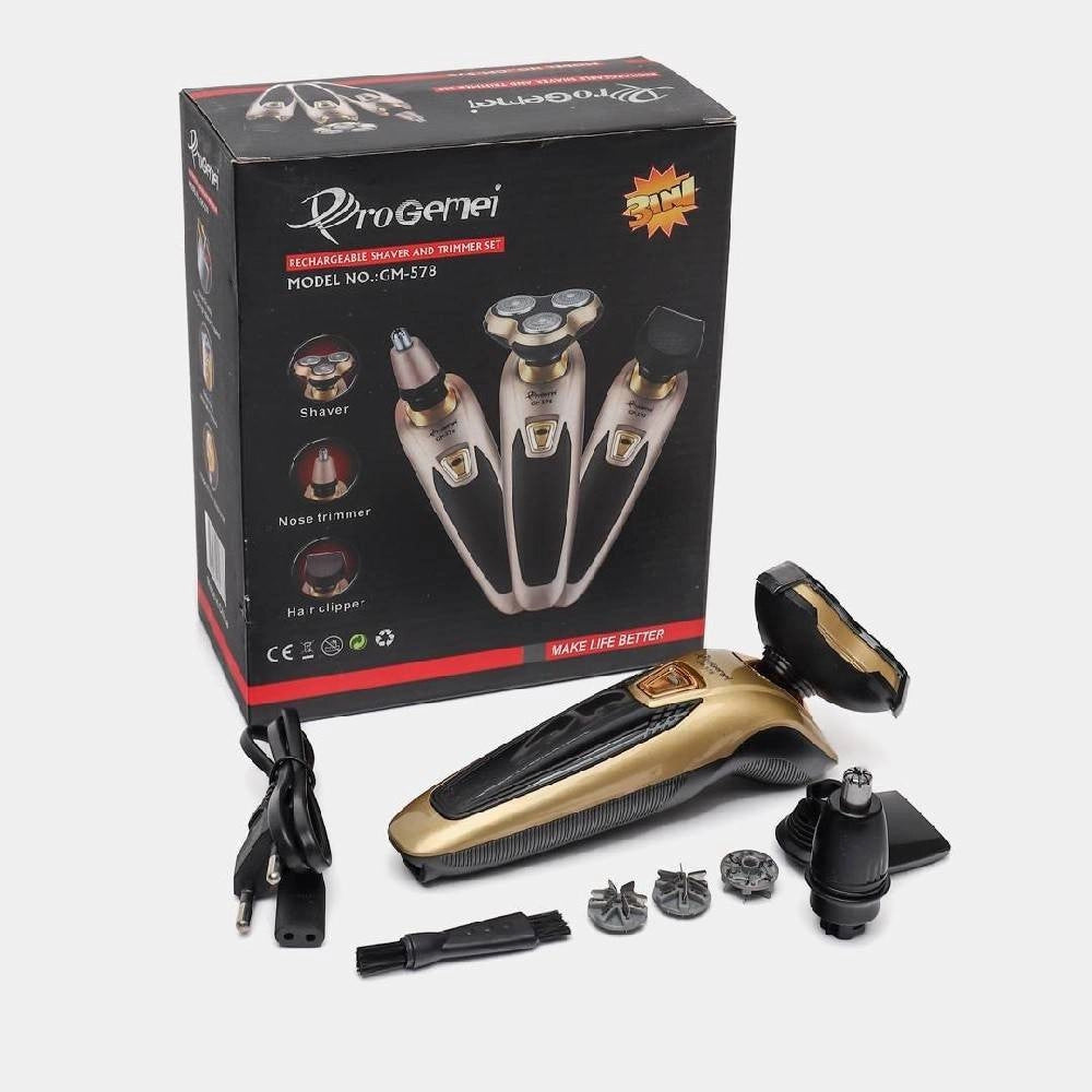 Trade Shop - Rasoio Elettrico Regolabarba 3in1 Ricaricabile Trimmer Rifinitore Per Naso Gm578 -