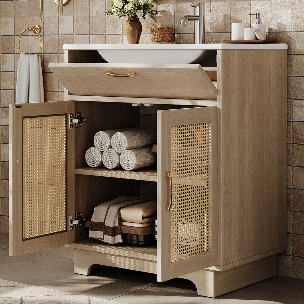Mobile Sottolavabo da Bagno con Lavabo in Ceramica ¨C Xylo ¨C Bianco, 76x46x88 cm